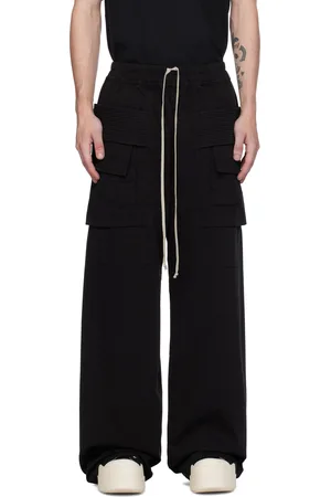 Rick Owens Black Porterville Creatch Wide Drawstring Cargo Pants