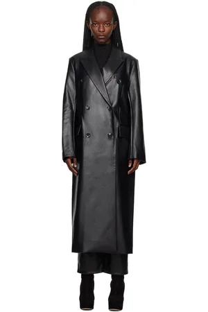 Stand Studio Black Raquel Faux-Leather Coat