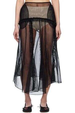 Simone Rocha Sheer Ruffle Frill Multi Seam Midi Skirt