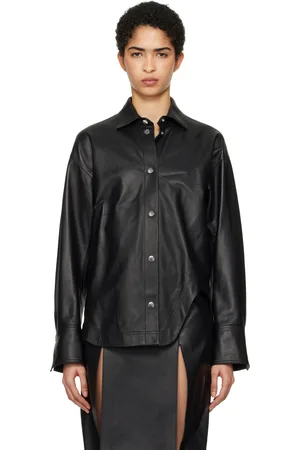 The Attico Black Eliza Leather Shirt