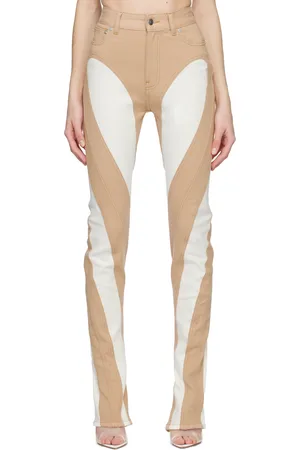 MUGLER SSENSE Exclusive White & Beige Spiral Jeans