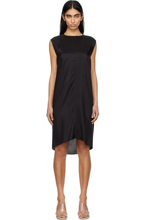 Maison Margiela Black Light Silk Shift Midi Dress