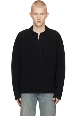 Represent Black Ribbed Knit Polo