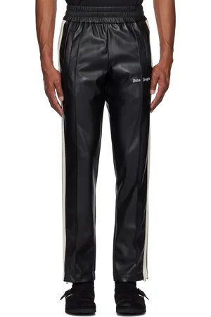 Palm Angels Black Leather Effect Faux-Leather Track Pants