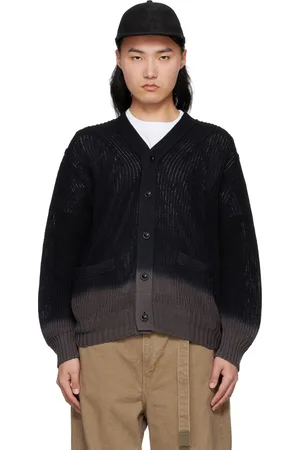 SACAI Black Garment Dye Knit Cardigan