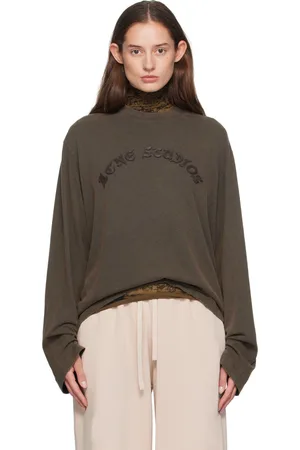 Acne Studios Khaki Logo Appliqué Long Sleeve T-Shirt