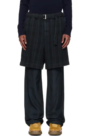 SACAI Black & Green Plaid Trousers