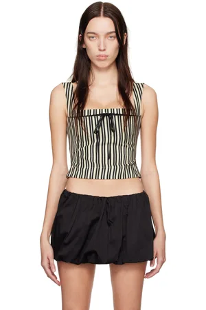 Miaou Black & Off-White Laced Imogene Corset Top