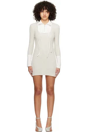 Kijun Beige Square Half-Zip Minidress