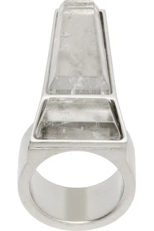 Rick Owens Silver Hollywood Crystal Trunk Ring