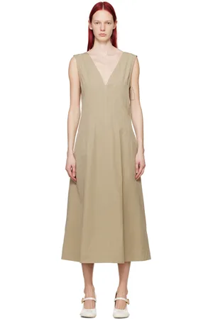 Bottega Veneta Beige Plunging Maxi Dress