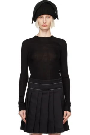 OPEN YY Ribbon Rib Knit Long Sleeve T-shirt