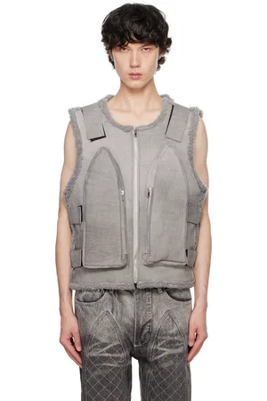 Who Decides War Gray Bullet Point Leather Vest