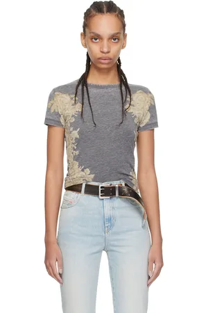 Guess SSENSE Exclusive Gray Floral Burn Out T-Shirt