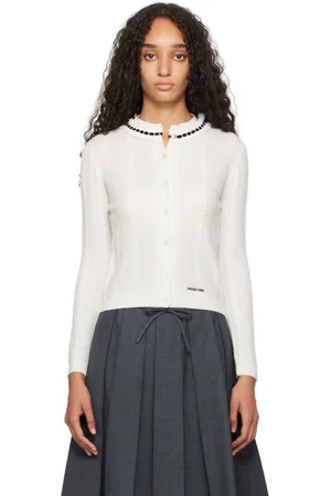Shushu/Tong Off-White Collar Embellished Cardigan