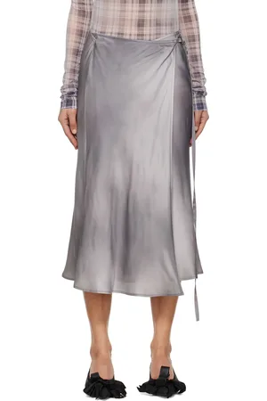 Acne Studios Gray Satin Wrap Midi Skirt