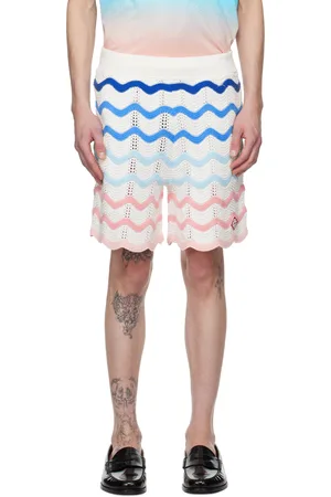 Casablanca White Gradient Wave Crochet Shorts