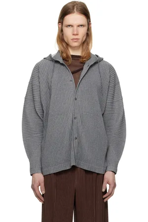 Issey Miyake Gray Heather Pleats Hoodie