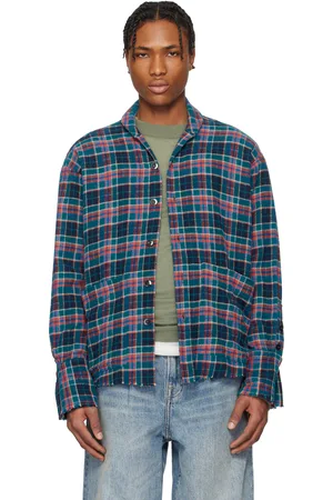 GREG LAUREN Multicolor Boxy Plaid Shirt