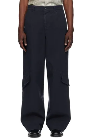 DRIES VAN NOTEN Navy Cotton Cargo Pants