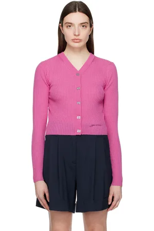 Ganni Pink Ribbed Cardigan
