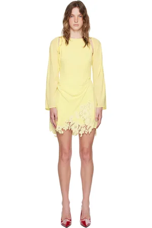Acne Studios Yellow Lace Trim Minidress