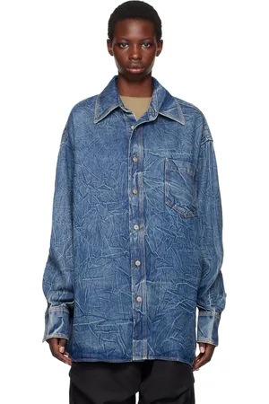 Maison Margiela Blue Pittsburgh Crease Denim Shirt