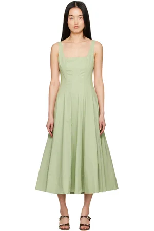 Staud Green Wells Midi Dress