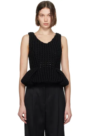 Givenchy Black Slim Fit Peplum Tank Top
