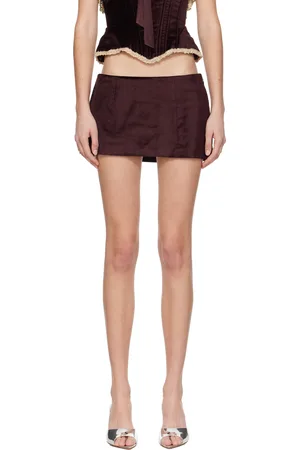 Mirror Palais Burgundy Velvet Skort
