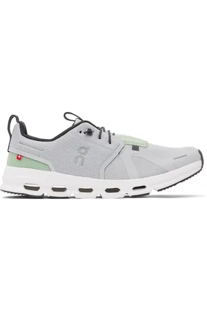 On Running Big Kids Gray & Green Cloud Sky Sneakers