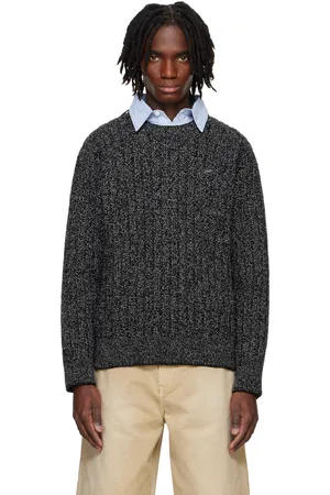 Solid Gray Round Neck Stitch Knit Sweater