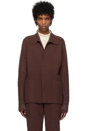 Issey Miyake Brown Rustic Knit Cardigan
