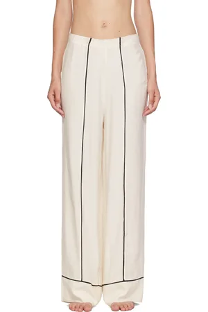 HUGO BOSS Off-White Embroidered-Logo Pyjama Pants