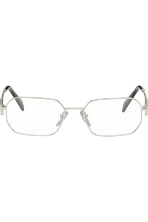 Prada Silver & Black Hexagonal Glasses