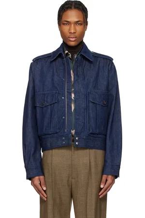 DRIES VAN NOTEN Navy Cropped Denim Jacket
