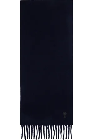 Ami Navy Ami de Coeur Leather Patch Scarf