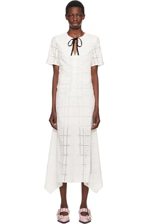 Ganni White Broderie Anglaise Maxi Dress