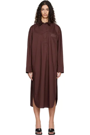 REMAIN Birger Christensen Burgundy Buttoned Midi Dress