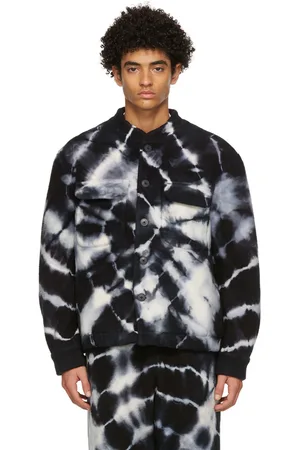THE ELDER STATESMAN Black & White Tie-Dye Cloud Teton Jacket