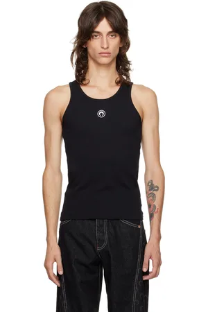 Marine Serre Black Organic Cotton Tank Top