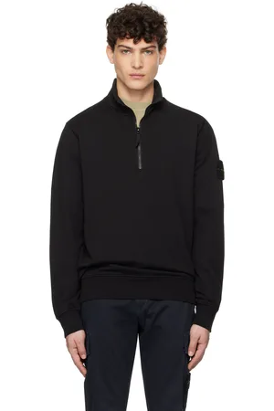 Stone Island Black Organic Cotton Fleece Sweatshirt