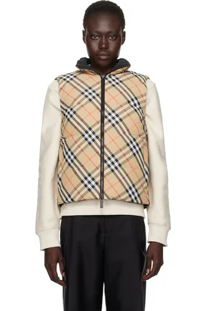 Burberry Beige Reversible Check Nylon Down Vest