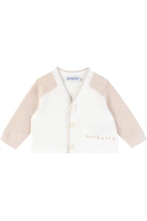 Burberry Baby White & Beige Embroidered Cardigan