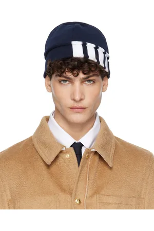 Thom Browne Navy Classic Jersey 4-Bar Loopback Beanie