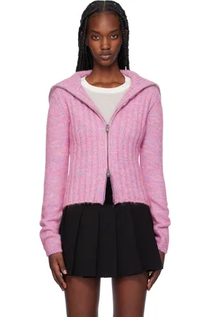 Ganni Pink Highneck Zip Cardigan