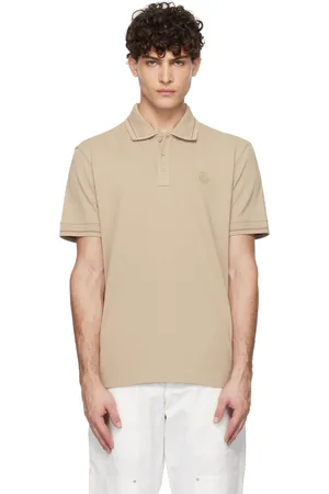 Moncler Beige Logo Patch Cotton Polo