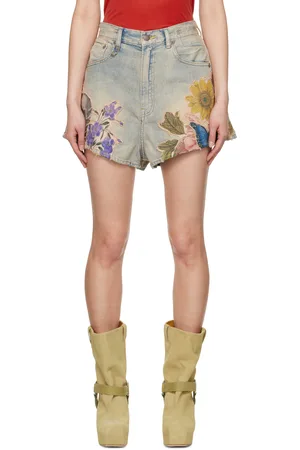 R13 Blue Venti Appliqué Denim Shorts