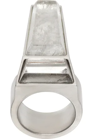 Rick Owens Silver Porterville Crystal Trunk Ring