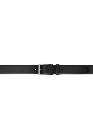 HUGO BOSS Black Engraved-Logo Buckle Leather Belt